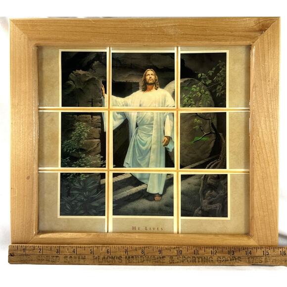 Simon Dewey He Lives Framed Christian Art 16x14 Resin-Coated Window Pane - Picture 3 of 5